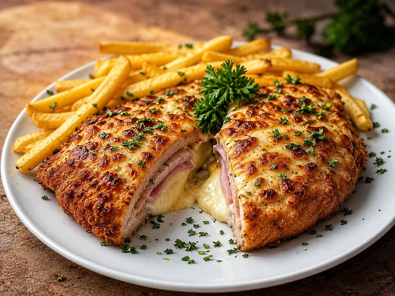 Kurací Gordon Bleu XXL 250 g s 200 g hranolkami – Oliva Pizzeria Tekovské Lužany