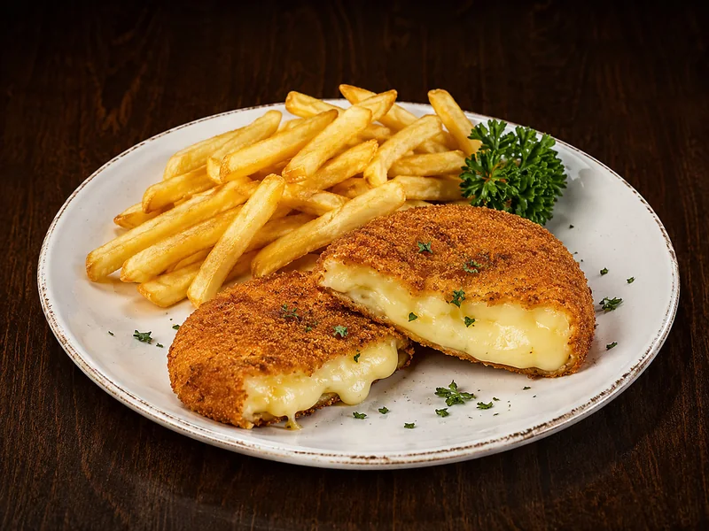 Vyprážaný syr 125 g s 200 g hranolkami – Oliva Pizzeria Tekovské Lužany